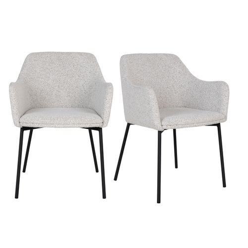 Leonie-fauteuil De Table En Tissu Bouclé Écru (x2)