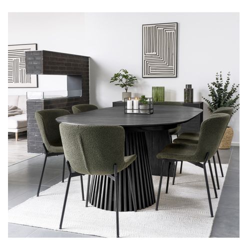 Kairn- Table Extensible 6/8 Personnes Ø120cm (160/200) Chêne Noir