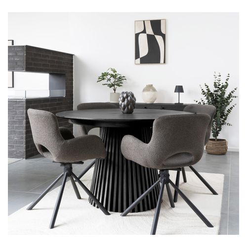 Kairn- Table Extensible 6/8 Personnes Ø120cm (160/200) Chêne Noir