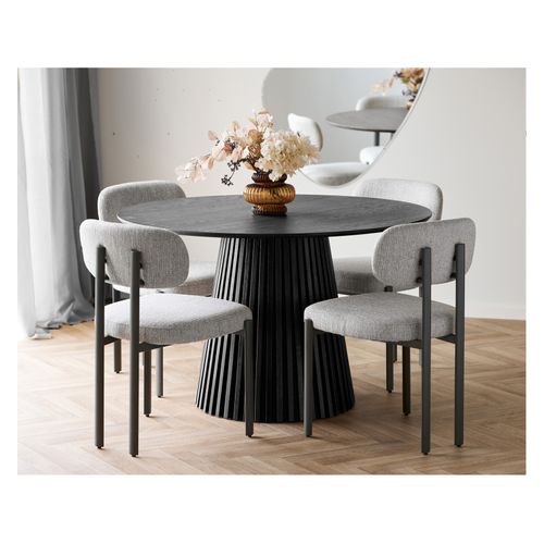 Kairn- Table à Manger Ronde 4 Personnes Ø120 Cm Chêne Noir
