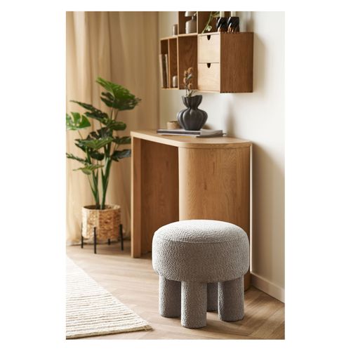 Herg-pouf En Tissu Chenillé Taupe Ø43 Cm