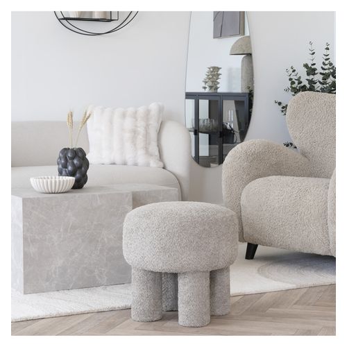 Herg-pouf En Tissu Chenillé Taupe Ø43 Cm