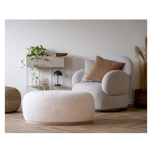 Haby-pouf En Tissu Bouclé Ecru 54,5x88,5 Cm