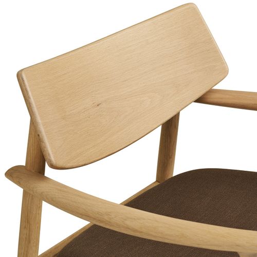 Frida-fauteuil Lounge En Chêne Naturel Et Tissu Marron