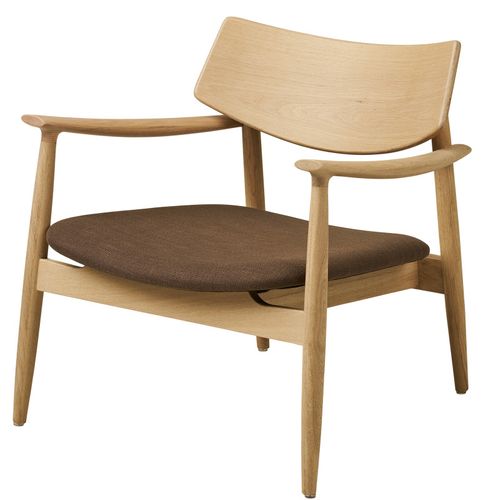 Frida-fauteuil Lounge En Chêne Naturel Et Tissu Marron