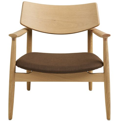 Frida-fauteuil Lounge En Chêne Naturel Et Tissu Marron