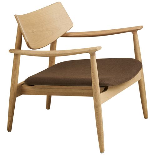 Frida-fauteuil Lounge En Chêne Naturel Et Tissu Marron