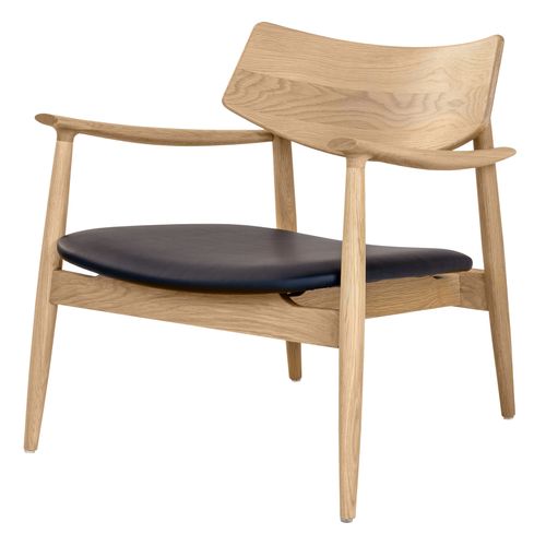 Frida-fauteuil Lounge En Chêne Naturel Et Pu Noir