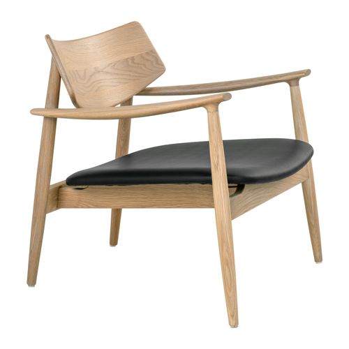 Frida-fauteuil Lounge En Chêne Naturel Et Pu Noir