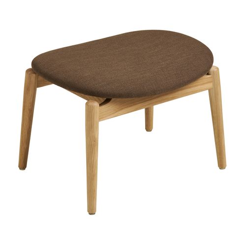 Frida-repose-pied En Chêne Naturel Et Tissu Marron