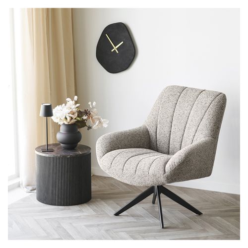Fido-fauteuil Loung Pivotant En Tissu Chiné Taupe