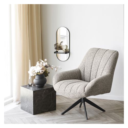 Fido-fauteuil Loung Pivotant En Tissu Chiné Taupe