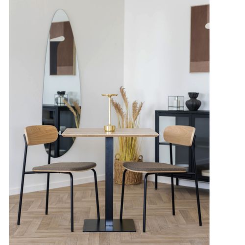 Fado-table De Café 2 Personnes Décor Bois Et Acier 70x70 Cm