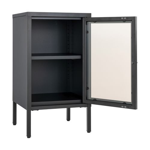 City-rangement 1 Porte Vitrée Métal Noir 38x70 Cm