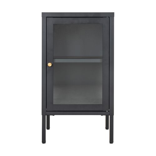 City-rangement 1 Porte Vitrée Métal Noir 38x70 Cm