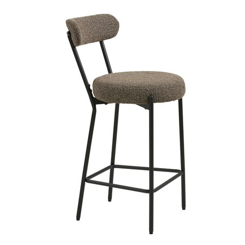 Erin-chaise De Bar En Tissu Bouclé Marron