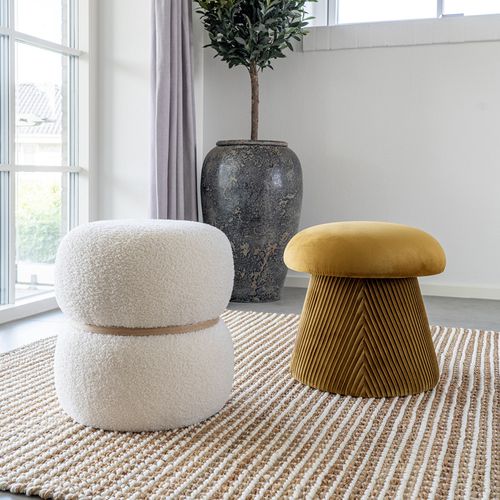 Etna-pouf En Velours Ocre D.41 Cm
