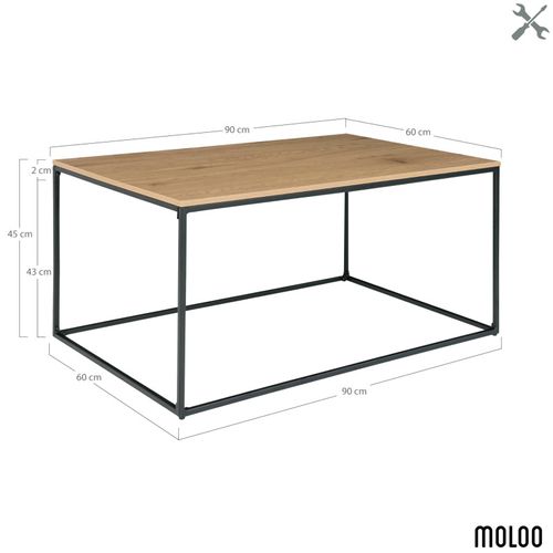 Chic-table Basse Décor Chêne Et Métal 90x60 Cm