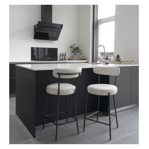 Erin-chaise De Bar En Tissu Bouclé Écru