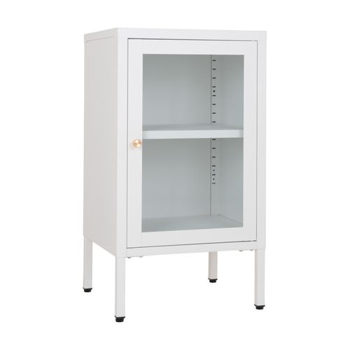 City-rangement 1 Porte Vitrée Métal Blanc 38x70 Cm