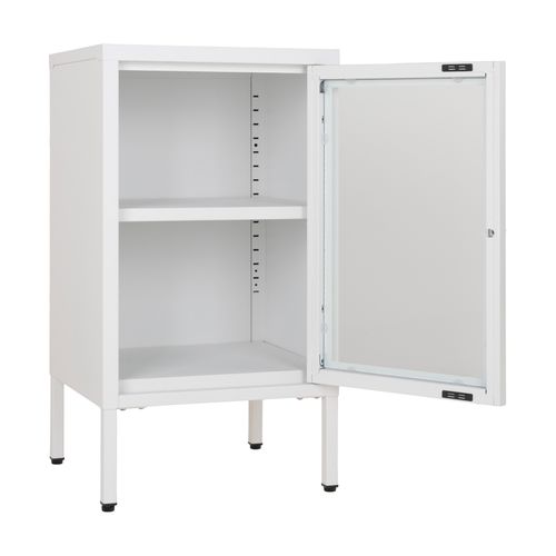 City-rangement 1 Porte Vitrée Métal Blanc 38x70 Cm