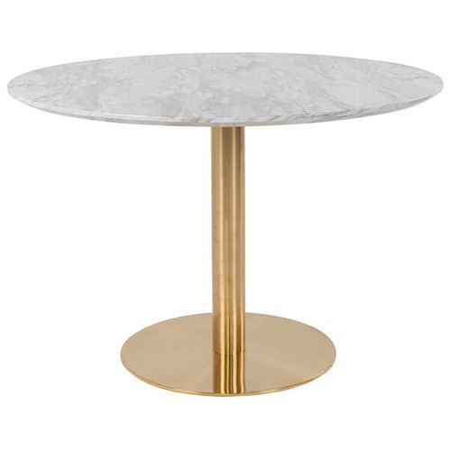 Cooper-table à Manger Ronde 4 Personnes D.110, Décor Marbre Et Laiton