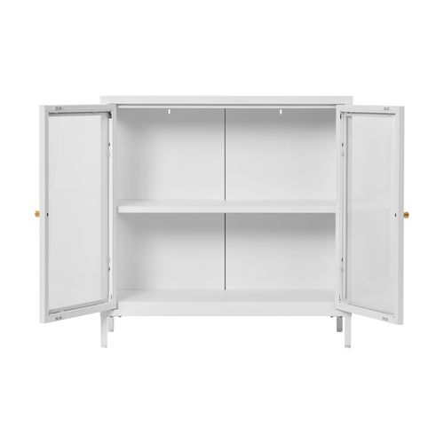 City-rangement 2 Portes Vitrées Métal Blanc 80x80 Cm