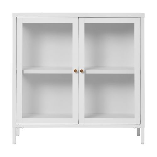 City-rangement 2 Portes Vitrées Métal Blanc 80x80 Cm