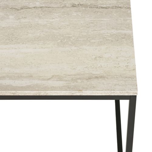 Chic- Table Basse Décor Travertin Et Métal 90x60 Cm