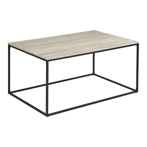 Chic- Table Basse Décor Travertin Et Métal 90x60 Cm