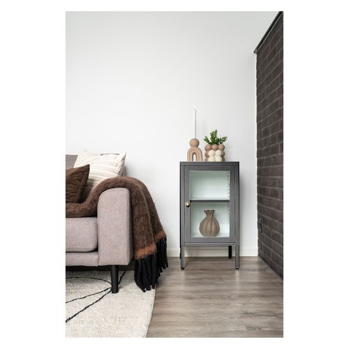 City-rangement 1 Porte Vitrée Métal Gris 38x70 Cm