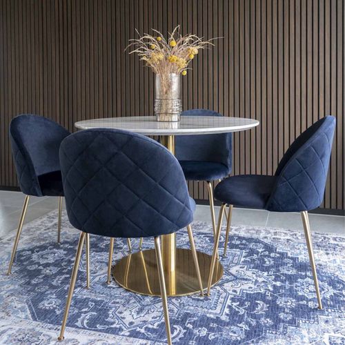 Cooper-table à Manger Ronde 2 Personnes D.90, Décor Marbre Et Laiton