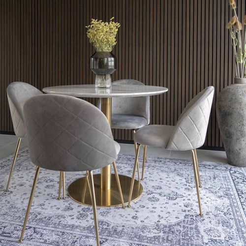 Cooper-table à Manger Ronde 2 Personnes D.90, Décor Marbre Et Laiton