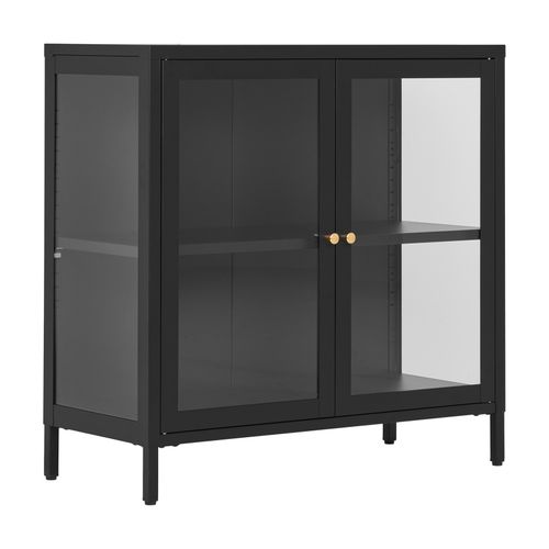City-rangement 2 Portes Vitrées Métal Noir 80x80 Cm
