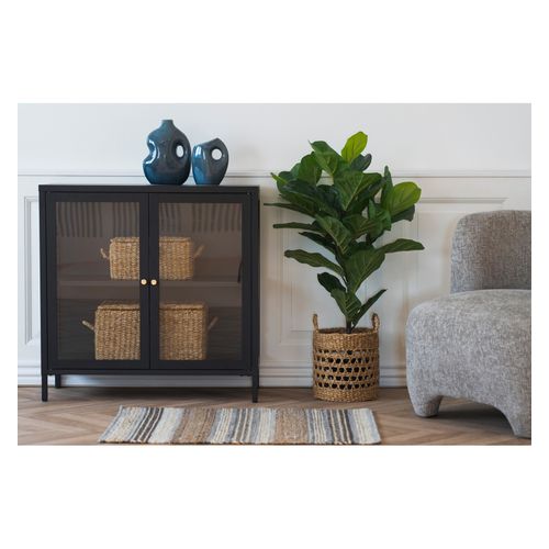 City-rangement 2 Portes Vitrées Métal Noir 80x80 Cm