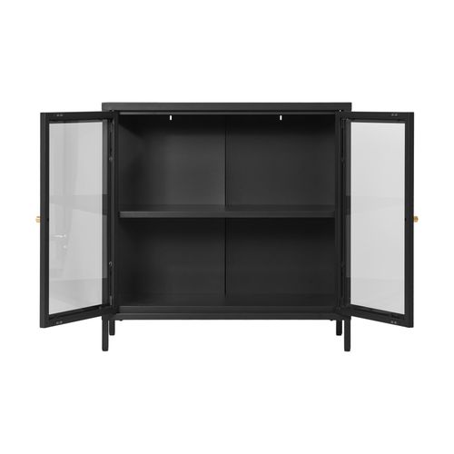City-rangement 2 Portes Vitrées Métal Noir 80x80 Cm