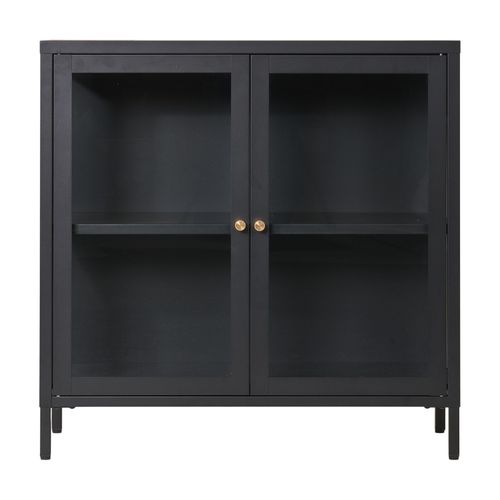 City-rangement 2 Portes Vitrées Métal Noir 80x80 Cm