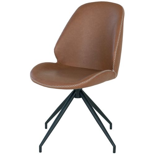 Carla-chaise Pivotante à 360° En Cuir Synthétique Marron (x2)