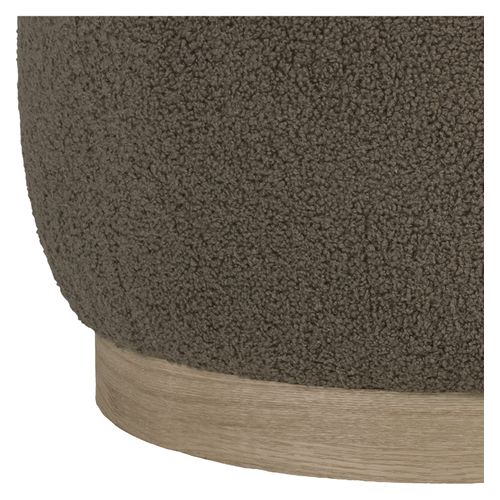 Bul-pouf En Tissu Bouclé Marron Et Bois Ø44,5 Cm