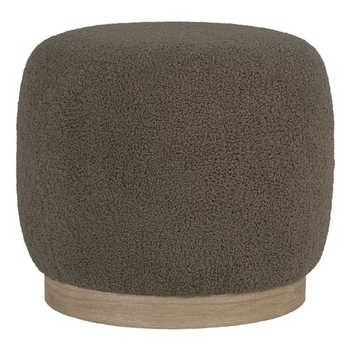 Bul-pouf En Tissu Bouclé Marron Et Bois Ø44,5 Cm