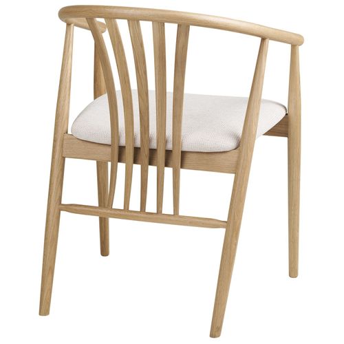 Bess-fauteuil De Table En Chêne Massif Et Tissu Beige