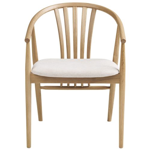 Bess-fauteuil De Table En Chêne Massif Et Tissu Beige