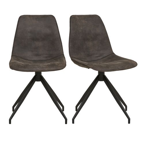 Andy-chaise Pivotante à 360° En Microfibre Vintage Grise (x2)
