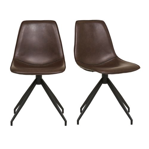 Andy-chaise Pivotante à 360° En Cuir Synthétique Marron Foncé (x2)