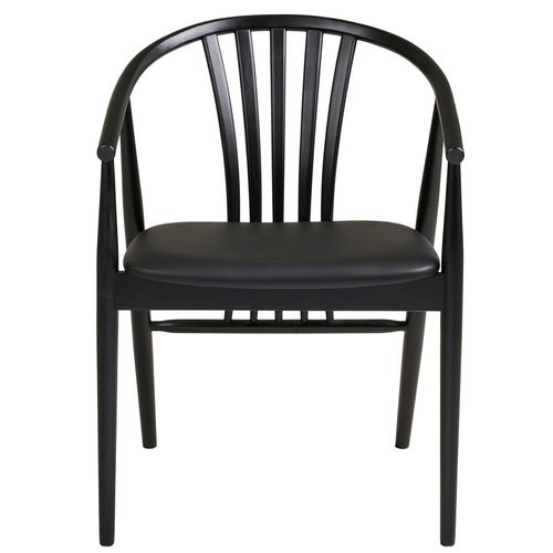 Bess-fauteuil De Table En Bois Massif Noir Et Pu Noir