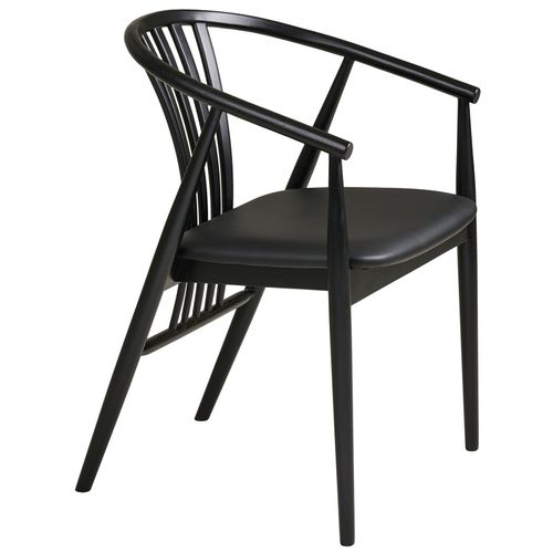 Bess-fauteuil De Table En Bois Massif Noir Et Pu Noir