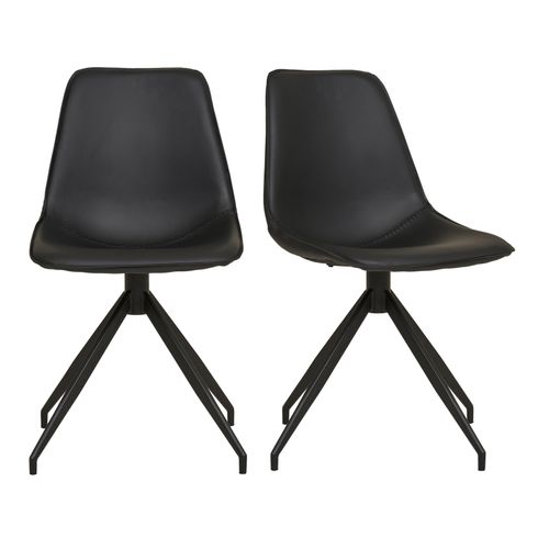 Andy- Chaise Pivotante à 360° En Cuir Synthétique Noir (x2)
