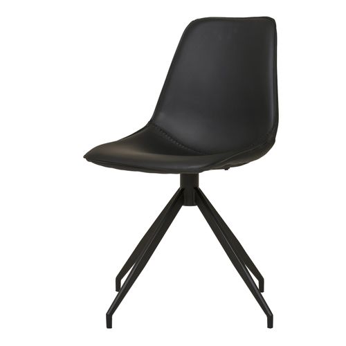 Andy- Chaise Pivotante à 360° En Cuir Synthétique Noir (x2)