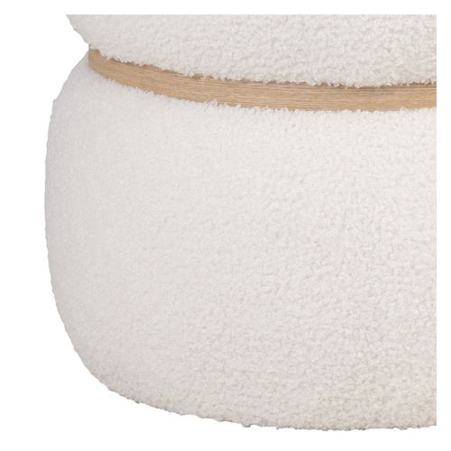 Bull-pouf En Tissu Bouclé Écru Ø38 Cm