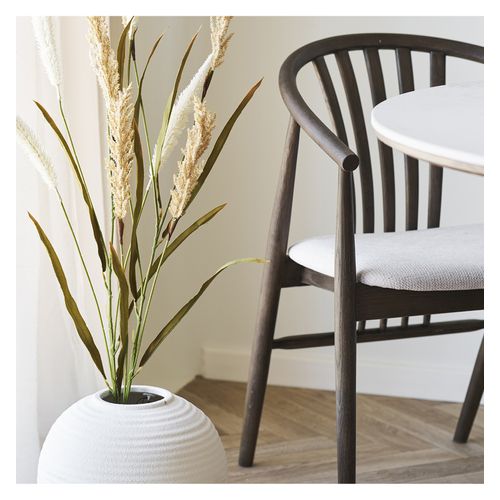 Bess-fauteuil De Table En Chêne Fumé Massif Et Tissu Beige